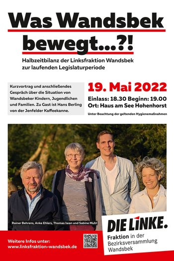Veranstaltungsplakat Linksfraktion 19. Mai